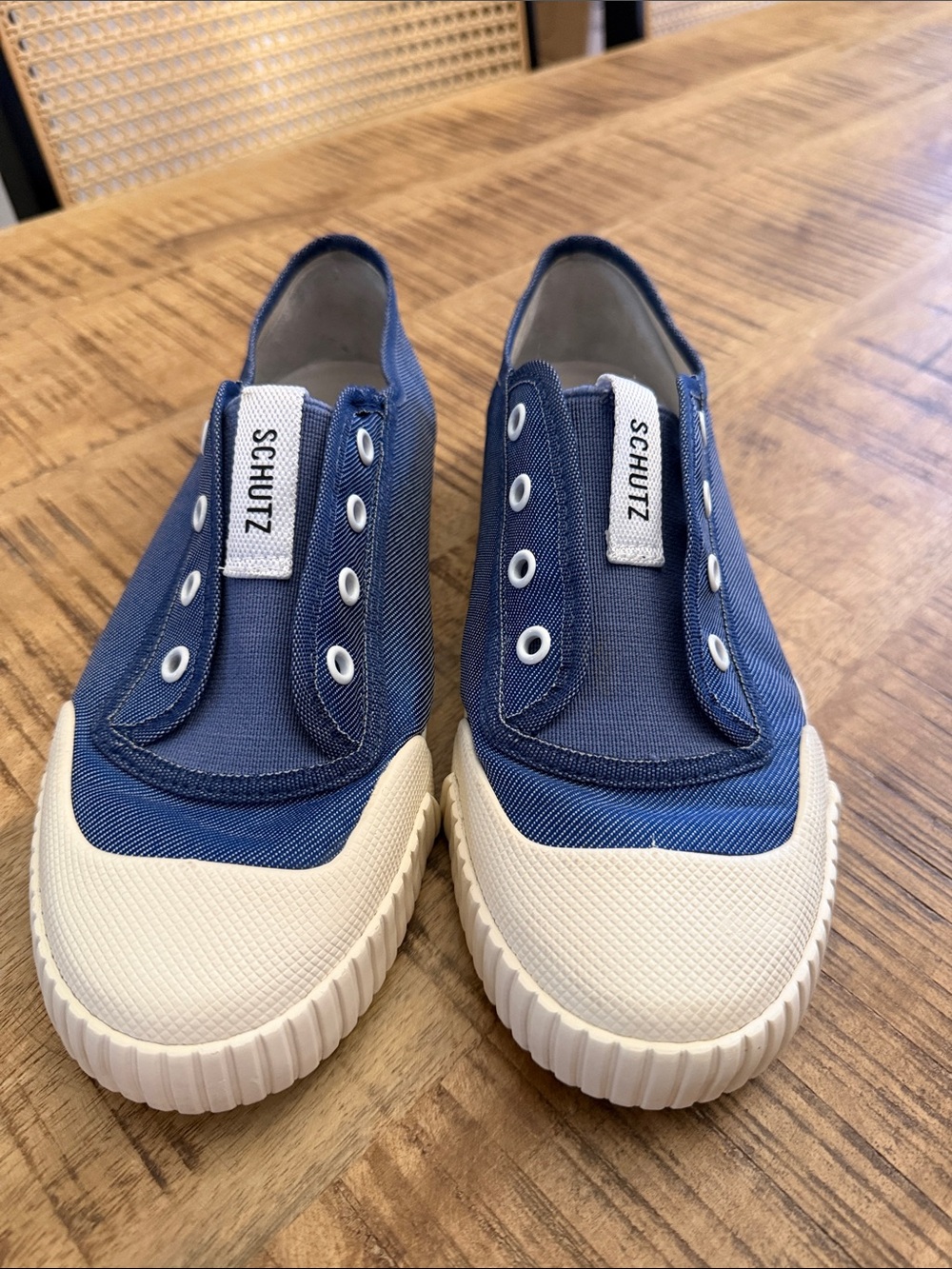 SCHUTZ MASSEY LONA/ELAST/JEANS/WHIT Denim Sneakers - Picture 5 of 13